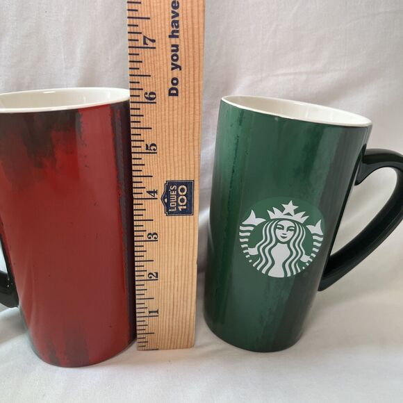 Starbucks 2021 16 fl oz Green Multicolor Ombré Coffee Mug - Set of 2 Tall NEW - Picture 3 of 9